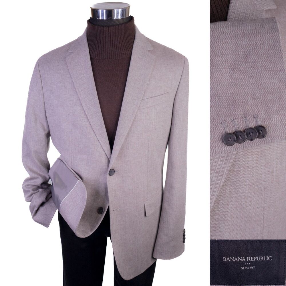 BANANA REPUBLIC Blazer Sport Coat 2 Button Casual Jacket Sz 44R Cotton-Linen